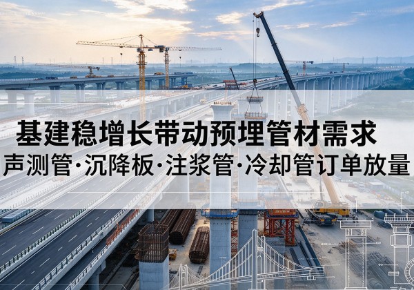 万源基建稳增长带动预埋监测管材需求，声测管、沉降板、注浆管订单持续放量